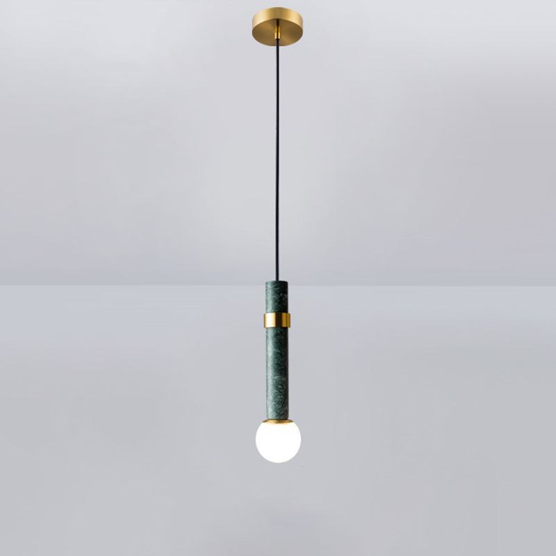 Marble Cylindrical Shade Suspension Light Simplicity Single Pendant Light Fixture