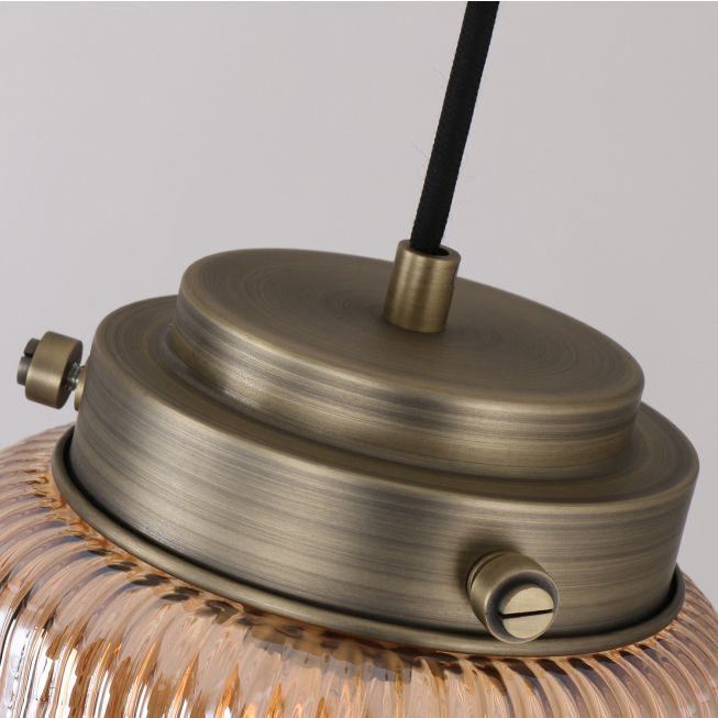 Rippenglas ovaler Anhängerlampe postmoderne 1-Licht-Deckenleuchte für Esszimmer