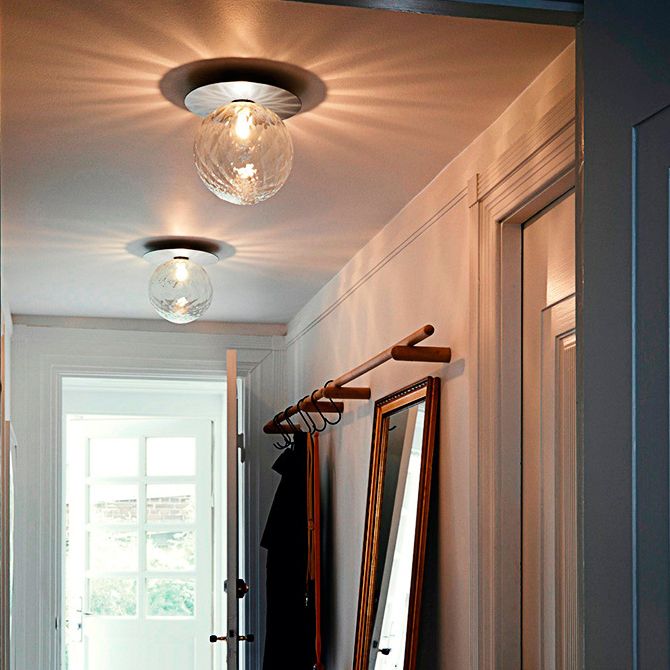 Ball Shape Ceiling Lamp Modern Iron 1 lIght Flush Mount with Glass Lampshade for Aisle