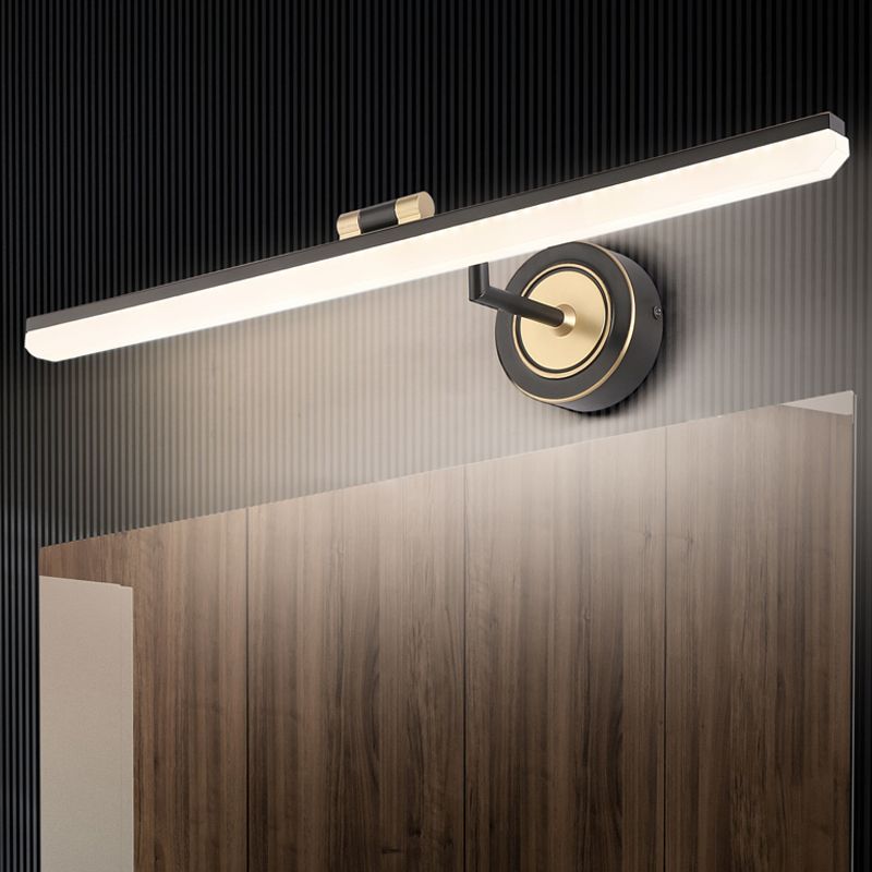 Linear Bathroom Vanity Light Fixture Metal LED Minimalist Wall Lighting Ideas in Black/Gold
