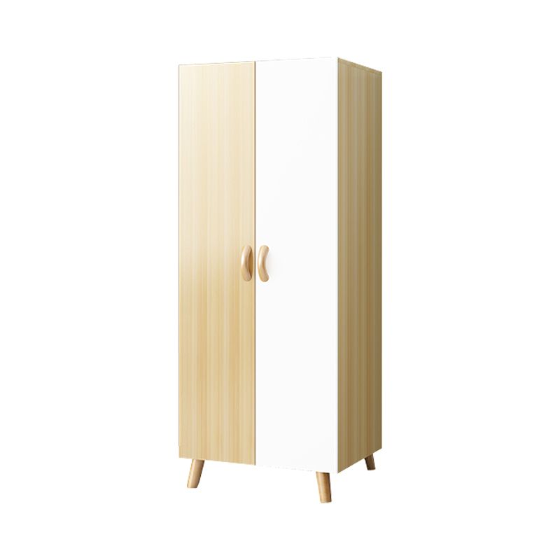 Modern Hinged Door Wardrobe for Bedroom Matte Finish Cabinet with Wood Legs