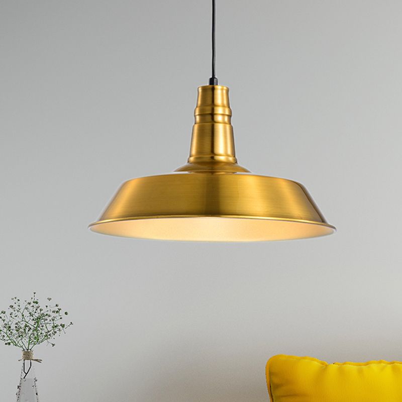 Barn Shaped Living Room Pendant Industrial Style Metal 1 Head Copper/Gold Ceiling Hang Fixture