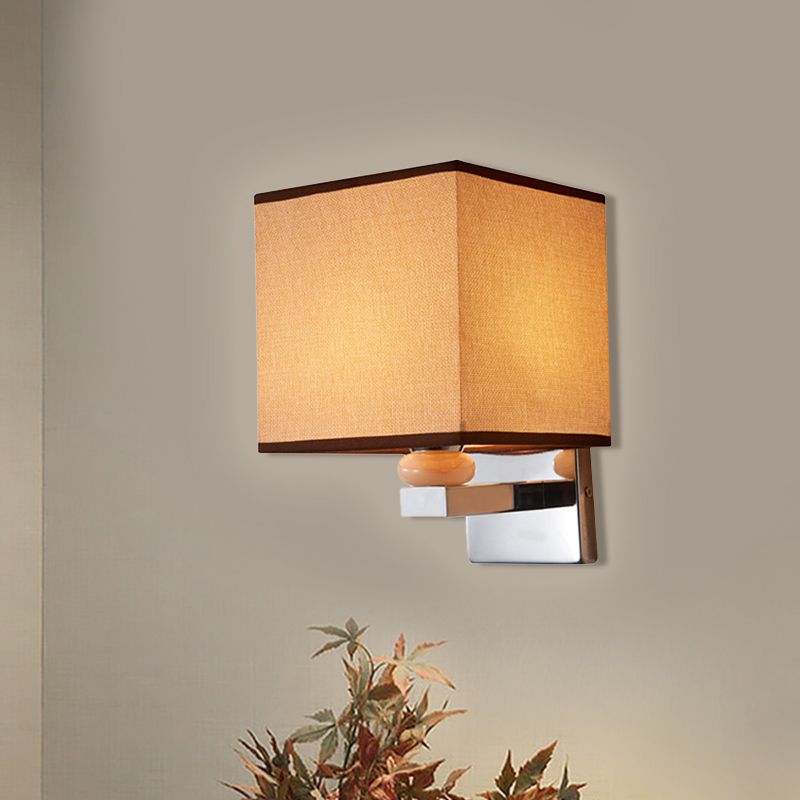 Fabric Cube Wall Sconce Lighting Contemporary LED Sconce Light in White/Black/Beige