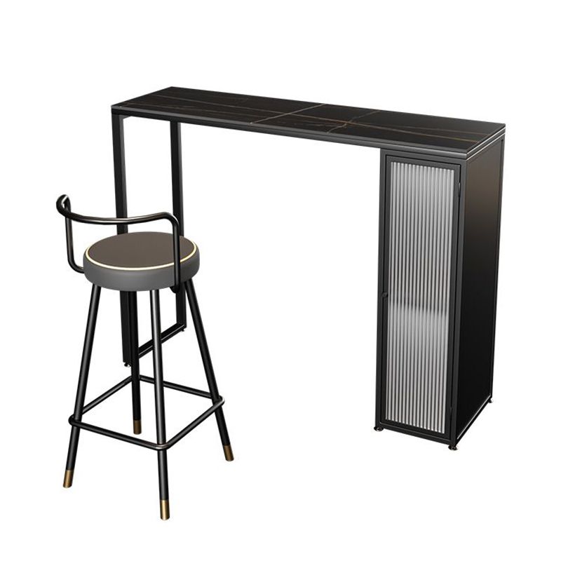 1/2 Pieces Modern Rectangle Sintered Stone Counter Table with High Stools