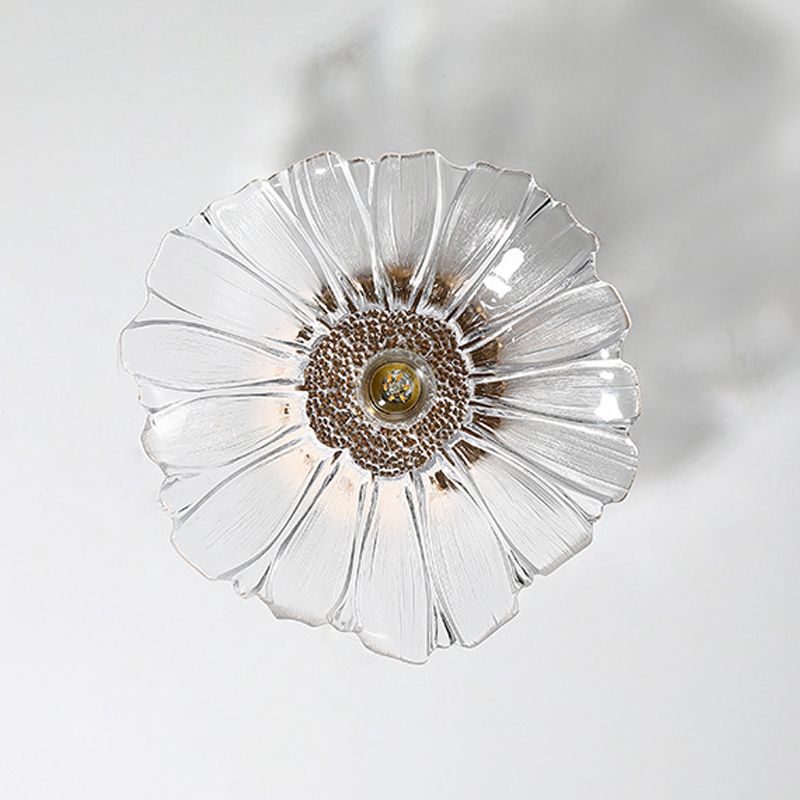 Wavy Shape Flush Mount Modern Style Glass 1 Light Flush Ceiling Light in Clear
