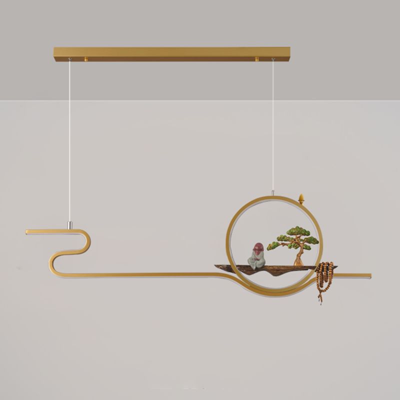 Tea Room Modern Island Lighting 2 Lights LED Linear Aluminum Pendant Light