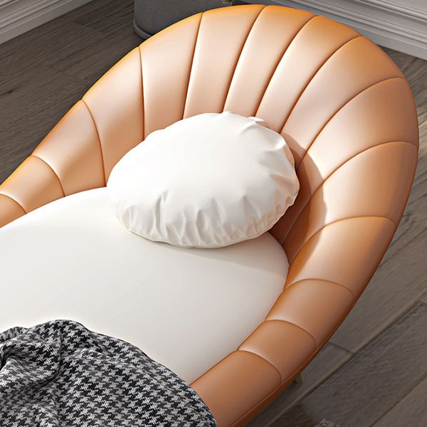 Contemporary Upholstered Solid Color Genuine Leather One Armed Chaise Lounge Couch