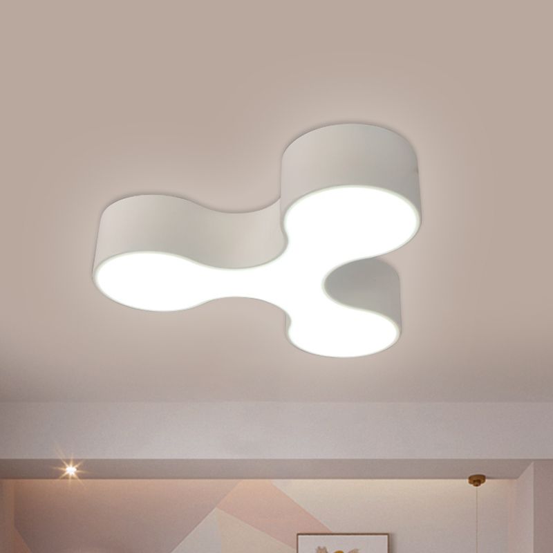 Nursery Room LED Flush Mount Lamp Macaroon White/Yellow/Blue Ceiling Light Fixture with Y-Shaped Acrylic Shade