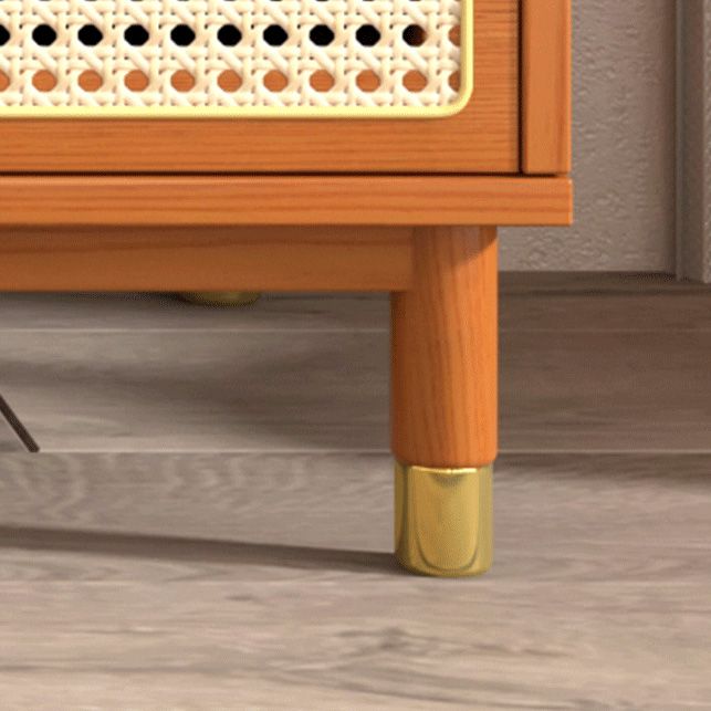 Contemporary Solid Wood Wardrobe Cabinet 2 Sliding Doors Sliding with Drawer