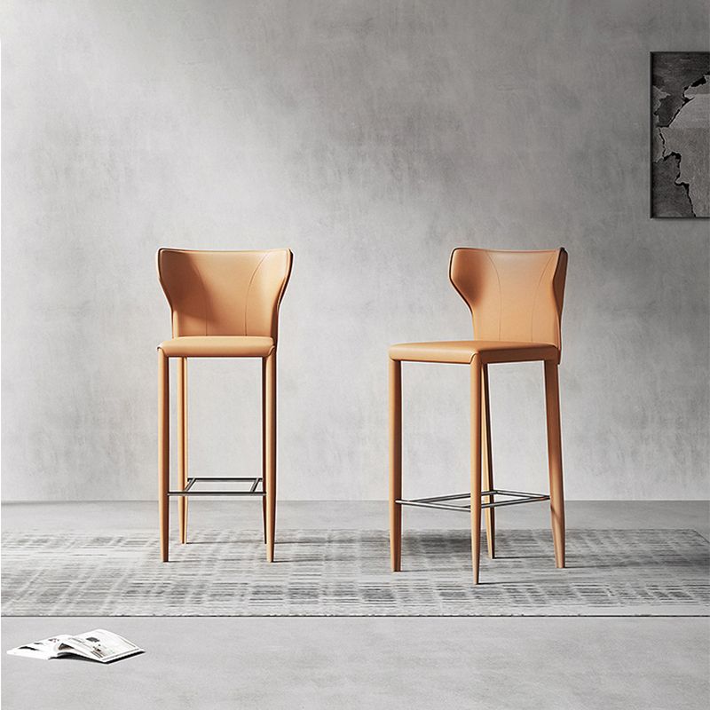 Indoor Faux Leather Counter Chair Contemporary Metal Legs Bar Stools