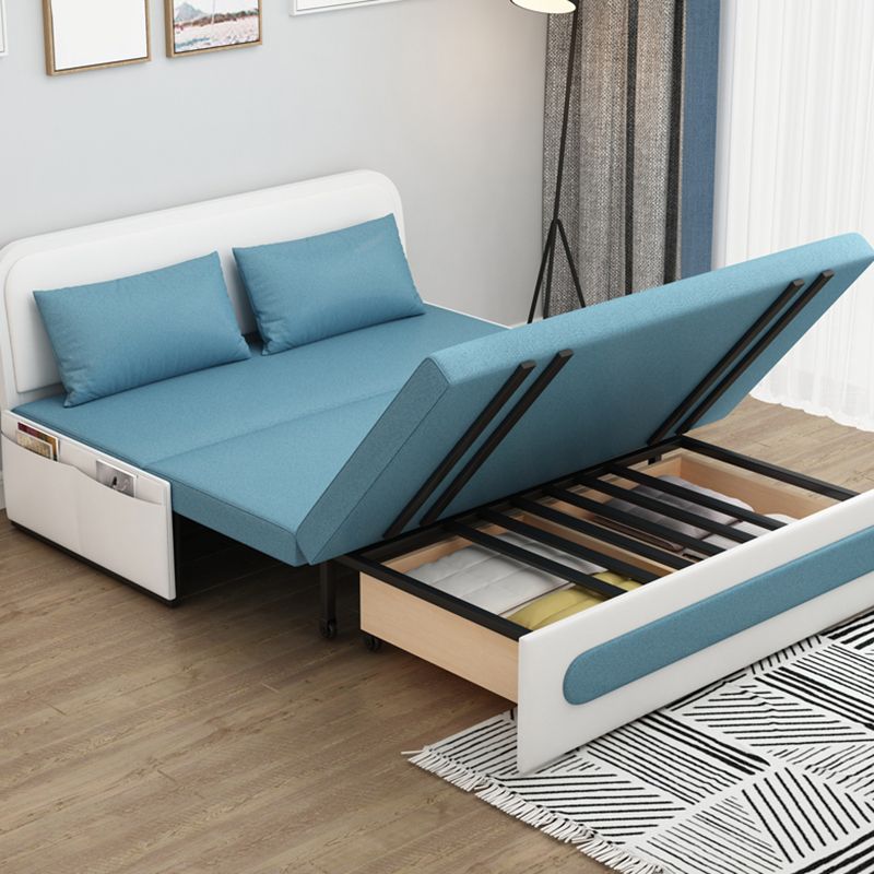 Faux Leather Contemporary Convertible Armless Bed Sofa Couch