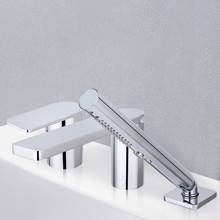 Modern Deck Mounted Roman Tub Faucet Bronze Low Arc Roman Tub Faucet Set