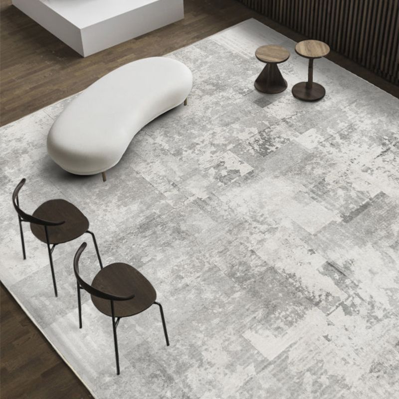 Grey Modern Area Carpet Tie-Dye Pattern Polyester Area Rug Anti-Slip Washable Rug for Home Decor