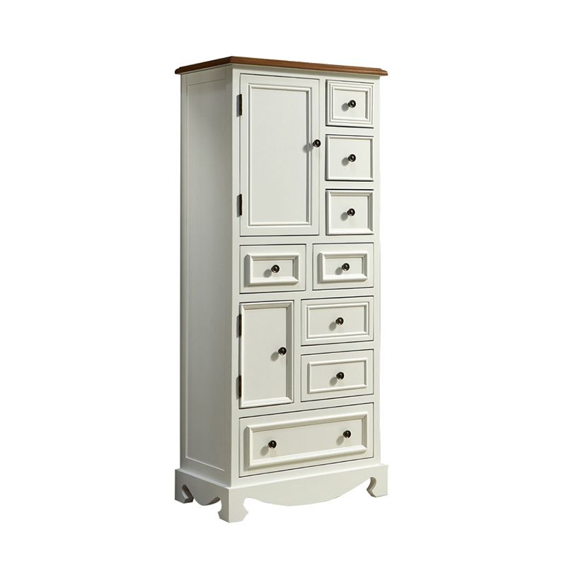 Industrial Accent Cabinet with 8 Drawers and 2 Doors in Solid Wood