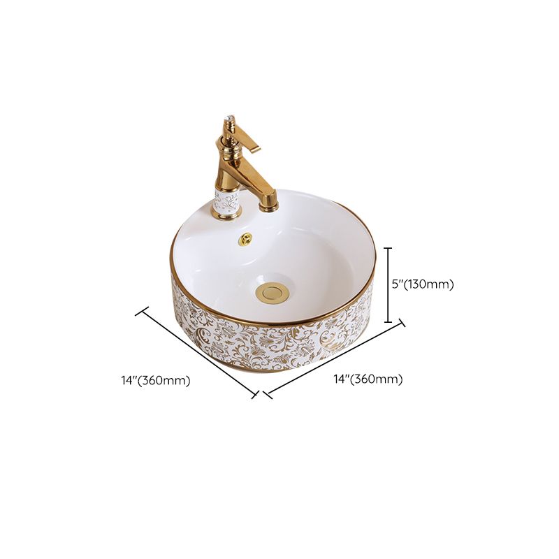 Traditional Vessel Sink Oval Porcelain with Pop-Up Drain Vessel Lavatory Sink