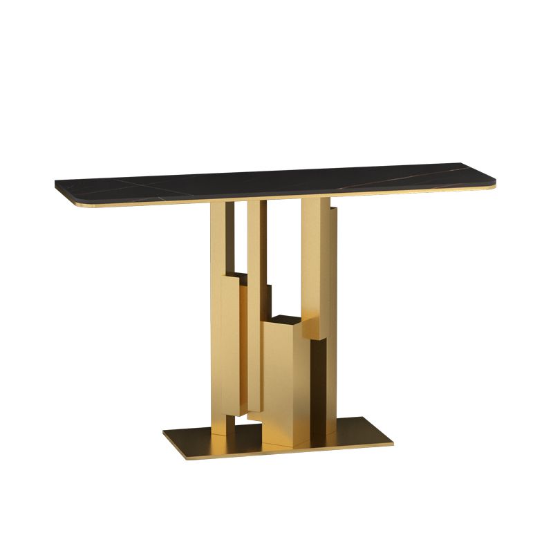 Glam Rectangular Stone Console Table -  11.81" W x  31.50" H Console Table