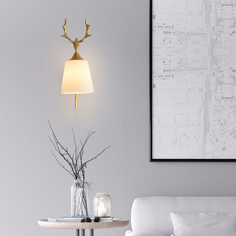 Conical Glass Wall Sconce Lighting Simplicity Style Wall Light Sconce for Bedroom