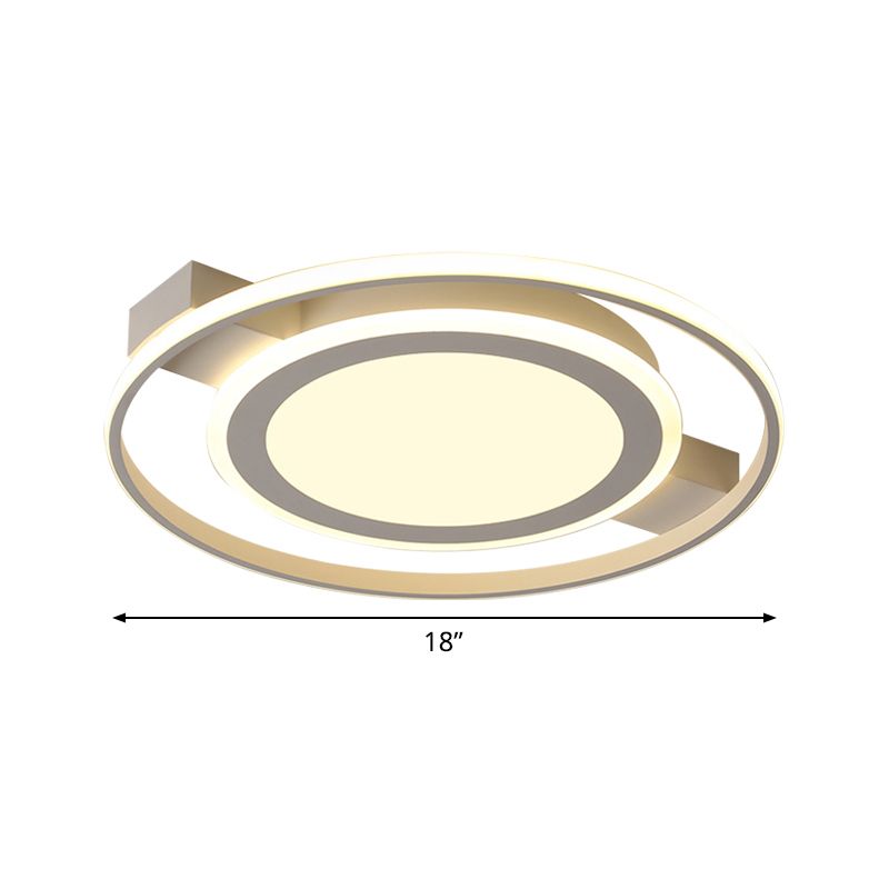 Acrylic 2 Circles Flush Light Fixture Minimalist White 18"/21.5" Wide LED Ceiling Mount Lamp in Warm/White Light