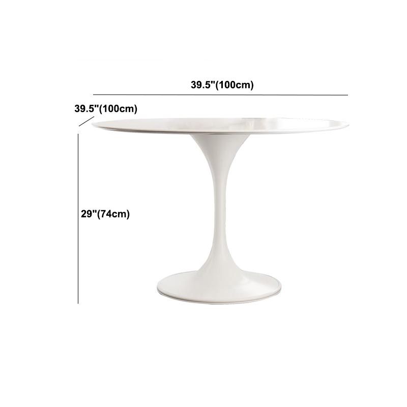 White Modern Round Dining Table Sintered Stone Top Tulip Base Table