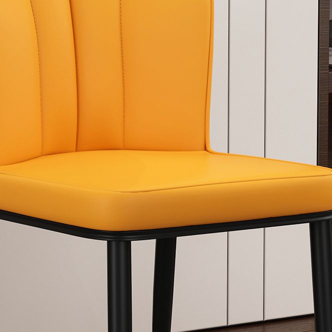Silla de comedor de cuero para cocina moderna, silla Parsons de 36"H con patas de metal