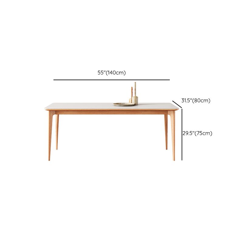 Mid-Century Dining Room Table Rectangle Stone Dinette Table in White