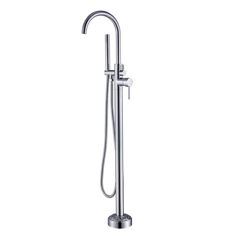 Modern Floor Mounted High Arc Freestanding Tub Filler Freestanding Copper Tub Filler Trim