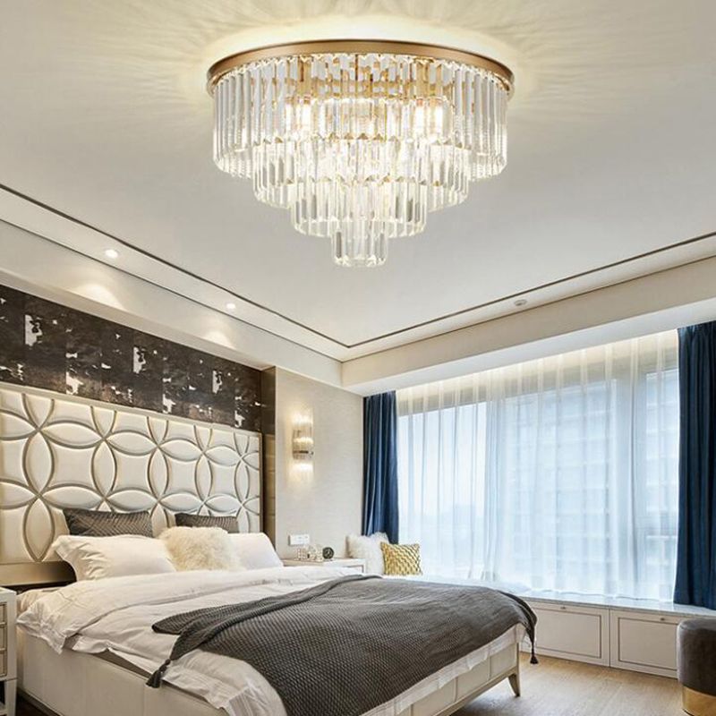 Conical Metal LED Ceiling Light in Modern Luxury Style Crystal Flush Mount for Dining Room