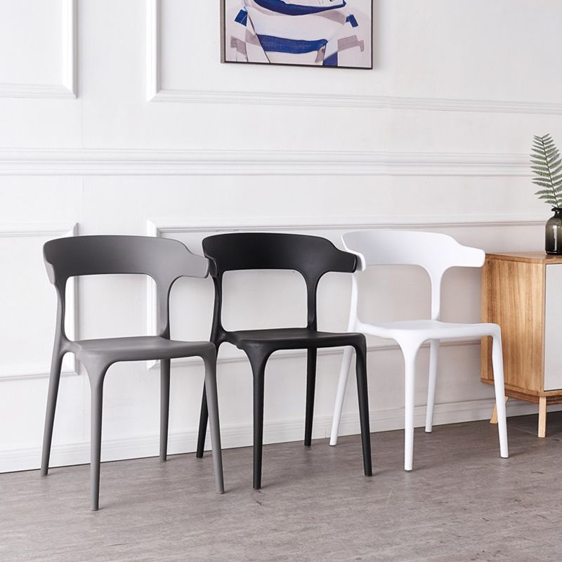 Stackable Open Back Dining Chairs Plastic Armless Dining Side Chair