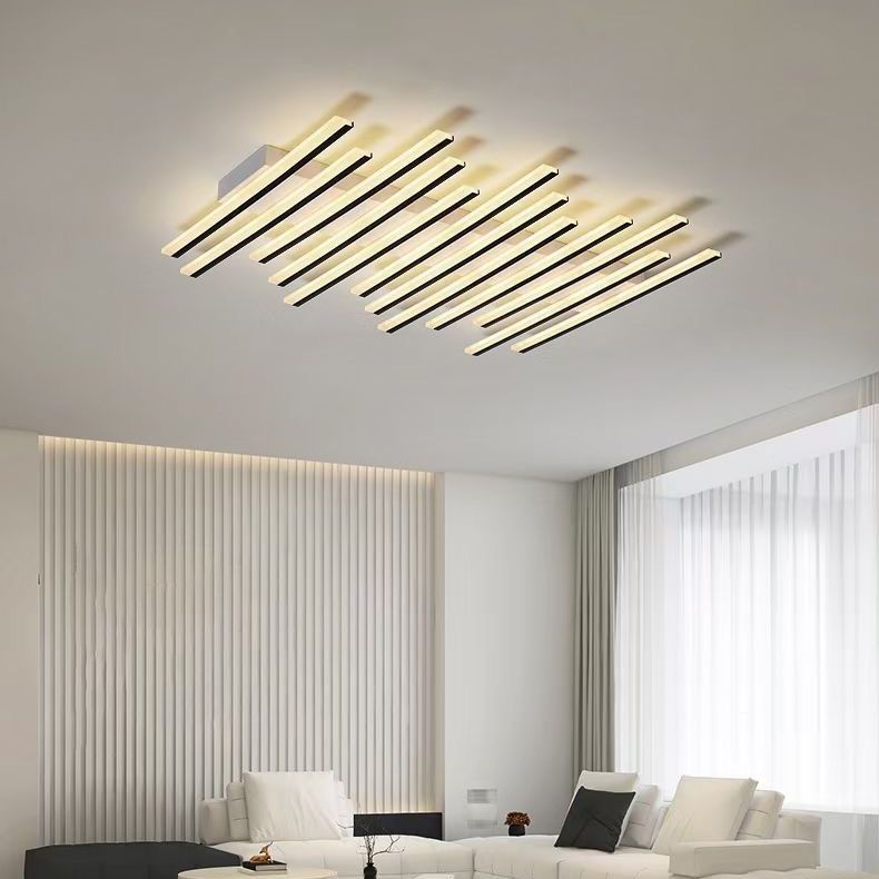 Metal Geometric Flush Mount Fixture Modern Flush Light Fixture in Black