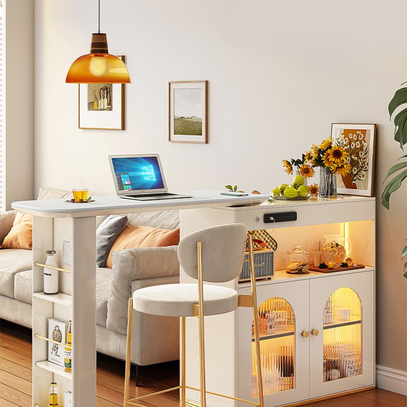 Contemporary Pub Table White Bistro Bar Height Cocktail Table