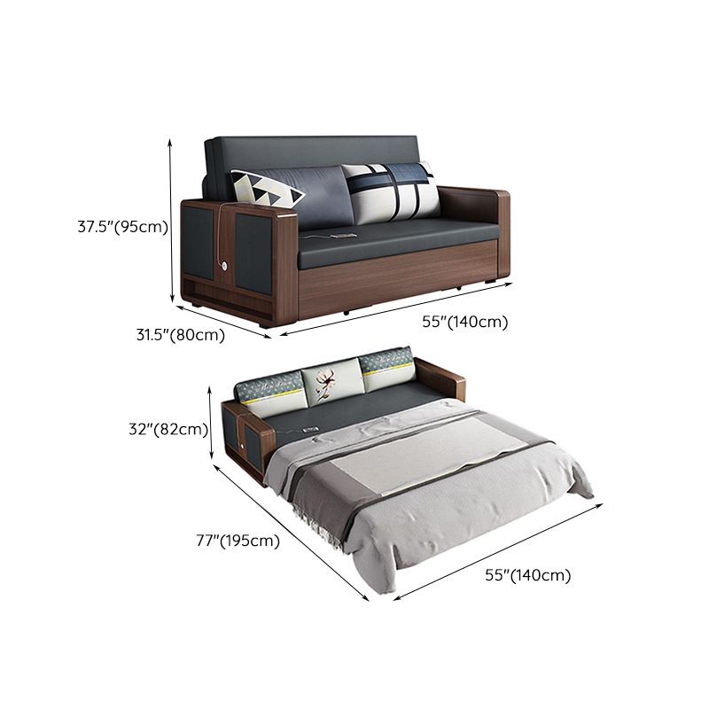 31" Wide Contemporary Sleeper Sofa Futon Gray Pillow Included Sleeper Sofa