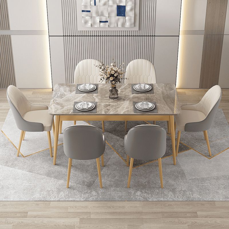 Rectangle 4 Legs Dining Table Modern Stone Table for Kitchen
