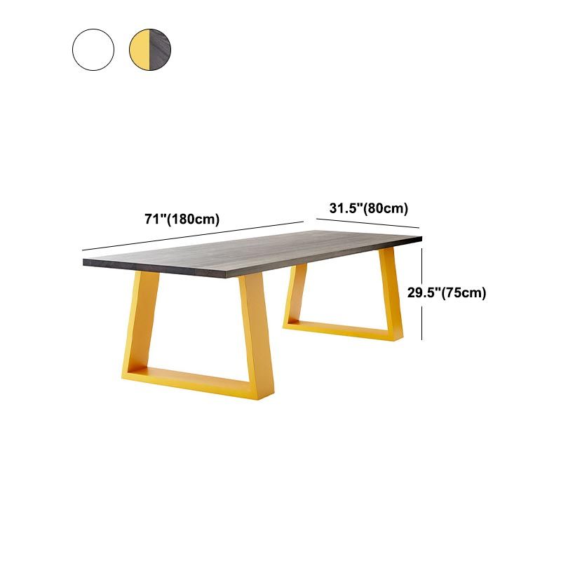 Metal Industrial Rectangle Dining Table for Home Pine Wood Top Table with Sled