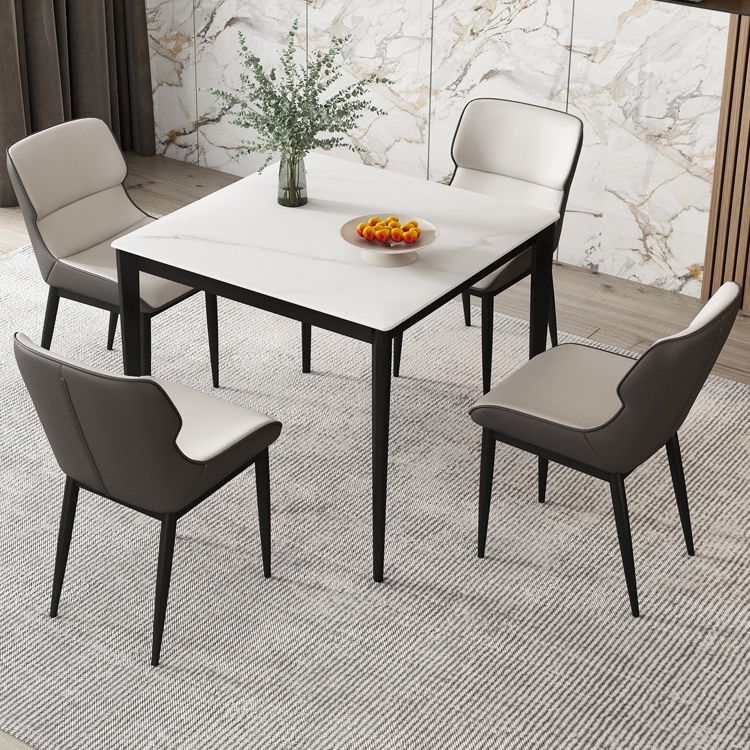 Square 4 Legs Table Industrial Style Stone Dinette Table for Dining Room