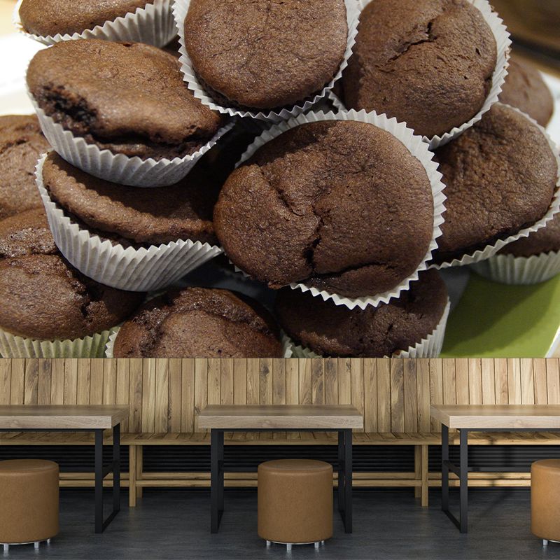 Customized Tasty Muffin Mildew Resistant Mural Wallpaper for Baking Shop
