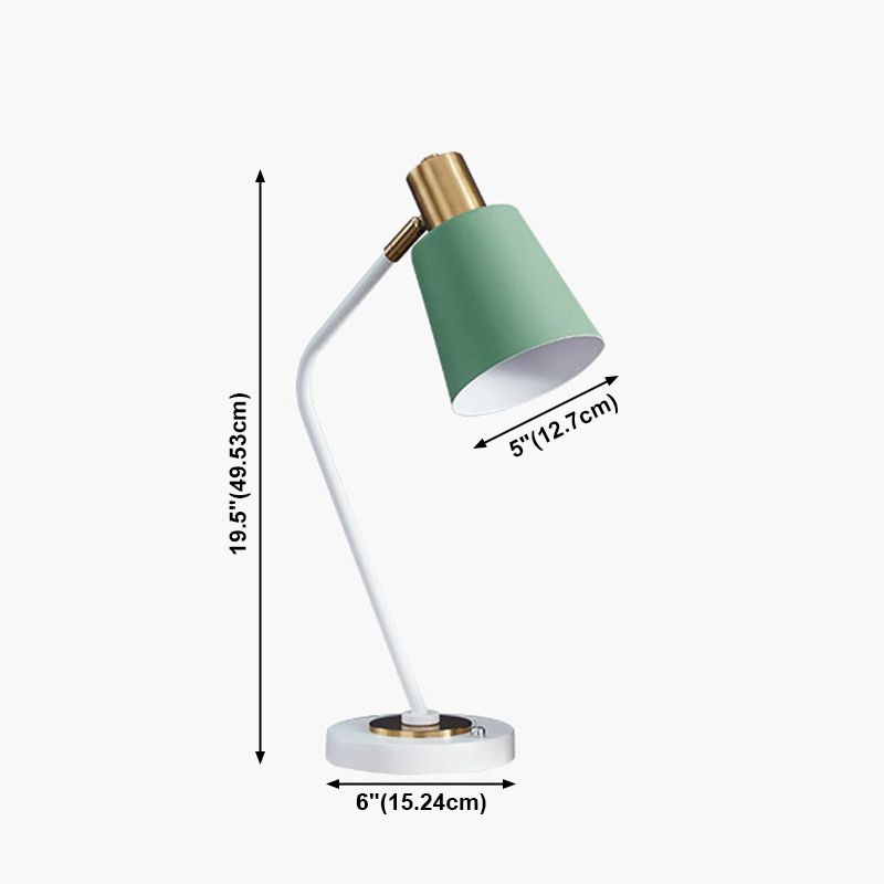 Macaroon Night Table Lamps Barrel 1-Light Bedroom Nightstand Lights with Metal Shade