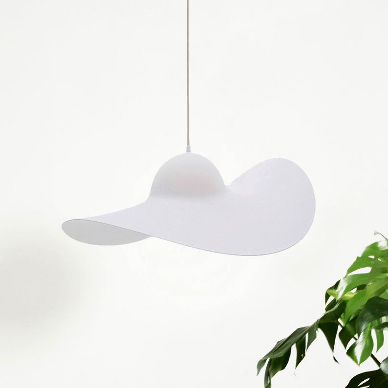 Hat Shaped Drop Pendant Lighting Modern Acrylic 1 Light Bedroom Suspension Lamp in White/Grey