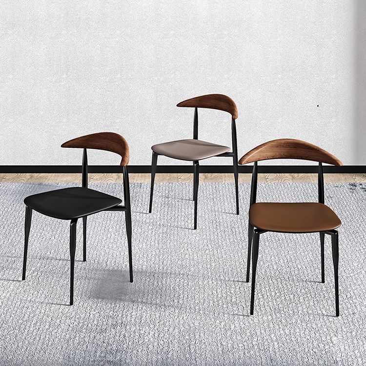 Industrial Metal Kitchen Dining Side Chair Faux Leather Side Chair