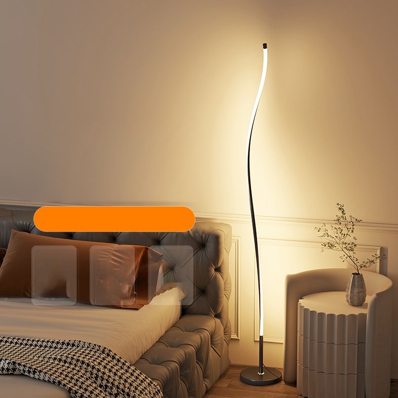 Modern Style Strip Shape Floor Lighting Metal 1 Light Floor Light for Bedroom