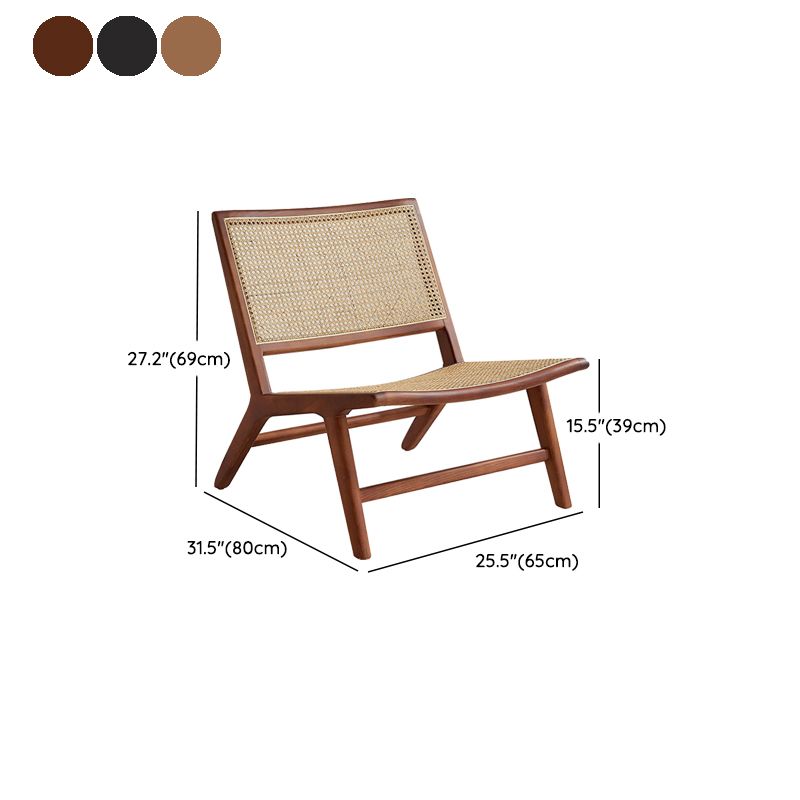 Solid Wood Armless Chair Woven Back Lounge Chair for Living Room