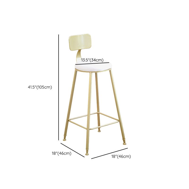 Glam Backrest Bar Stools Backrest Barstool with Gold Metal Legs