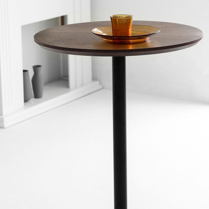 Industrial Solid Wood Bar Dining Table Steel Single Pedestal Bistro Table Fixed Table