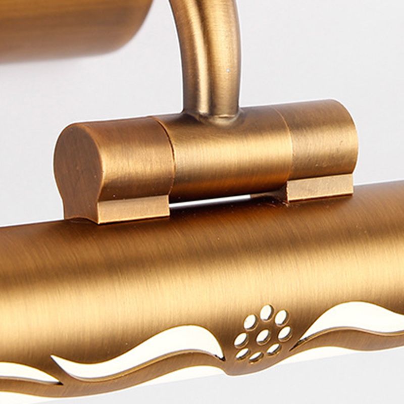 Waterproof Linear LED Wall Light Metal Antique Brass Vanity Neutral Light for Dressing Room