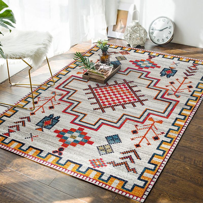 Bohemian Tribal Totem Rug Multicolor Polyester Carpet Stain Resistant Area Rug for Living Room
