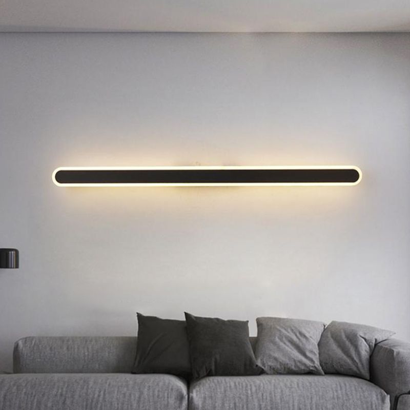 Forma lineare Fonce in metallo Sconce Modern MODERNI IL LIGHT MONTO A MOLTO MOLTO SINGOLO IN NERO