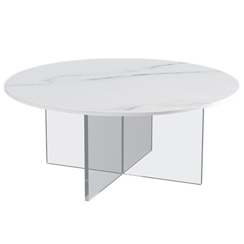 Slate and Acrylic Cocktail Table Modern White Round Coffee Table