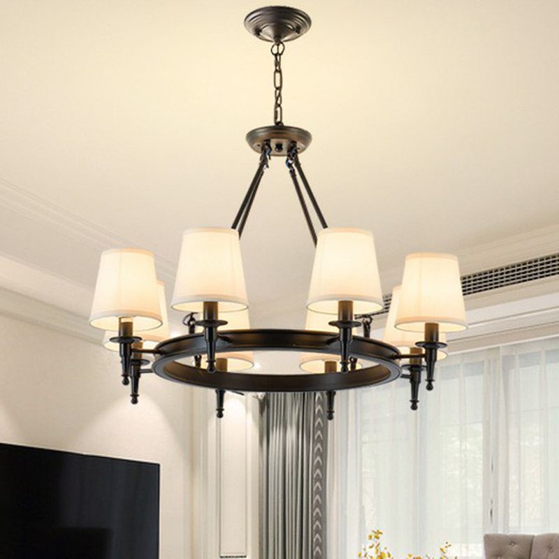 Tapered Ceiling Suspension Lamp Simplicity Fabric Chandelier Lighting for Living Room