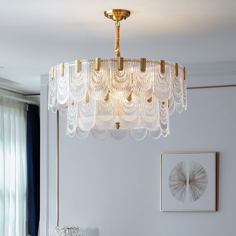 Light Luxury Style LED Chandelier Glass Geometric Pendant Light for Living Room