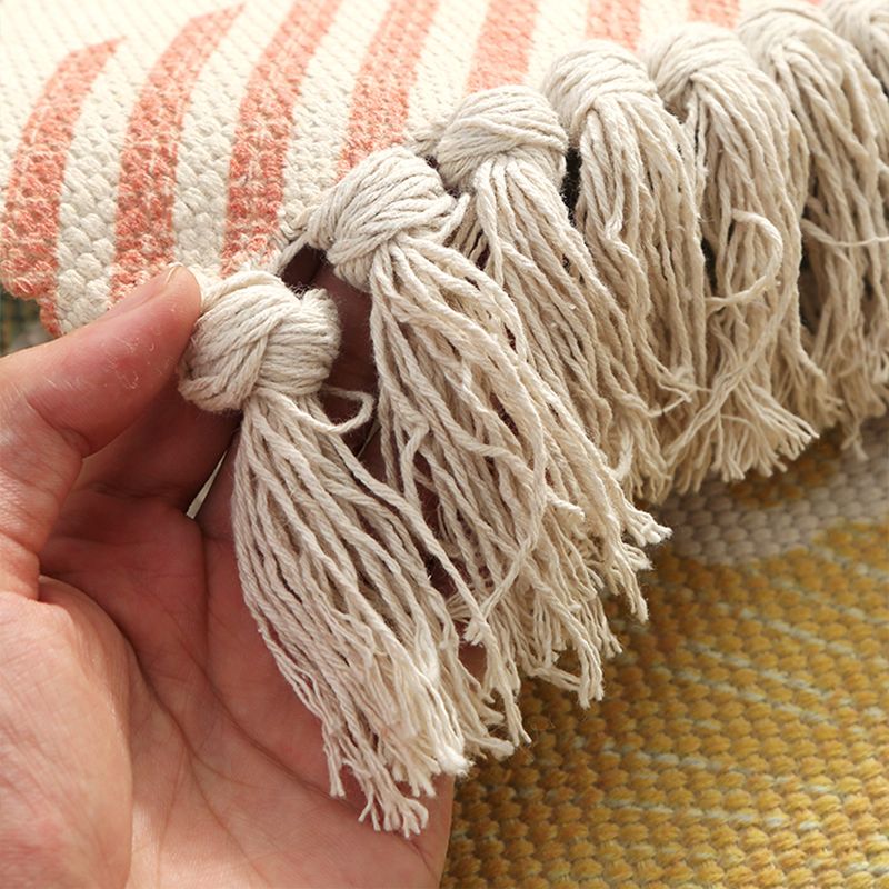 Multi Colored Nordic Rug Cotton Blend Flower Printed Area Carpet Easy Care Pet Friendly Indoor Rug for Room