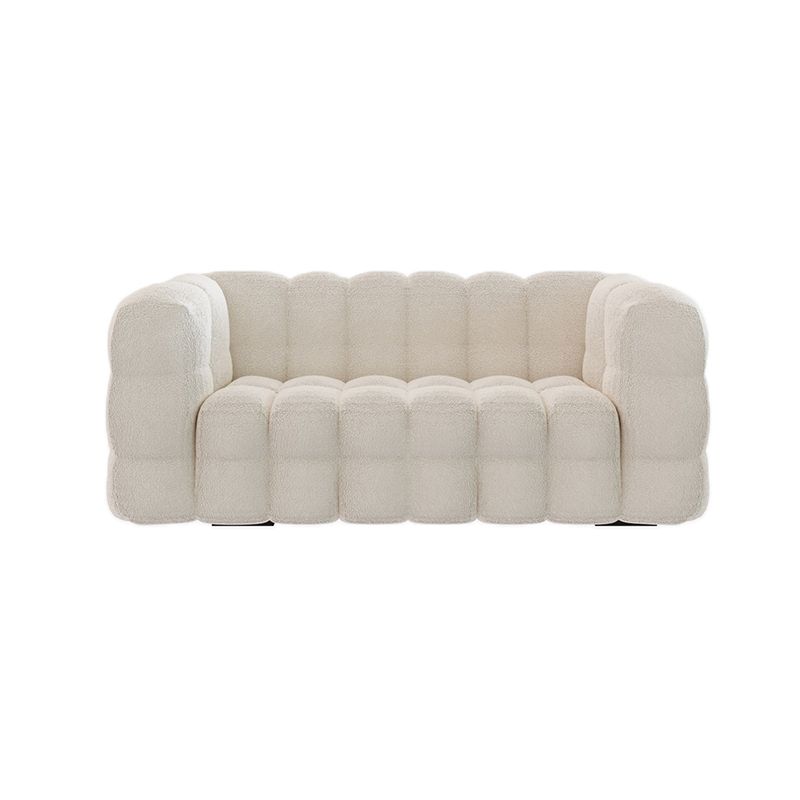 Pillow Sewn Back Sofa Contemporary Tuxedo Arm White Wool - 39.37" D